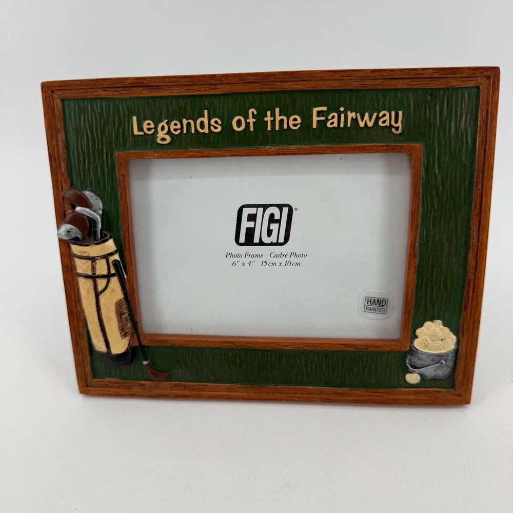 FIGI‎ Legends of the Fairway Golf Photo Frame 4x6 Hand Painted Resin Vtg Decor
